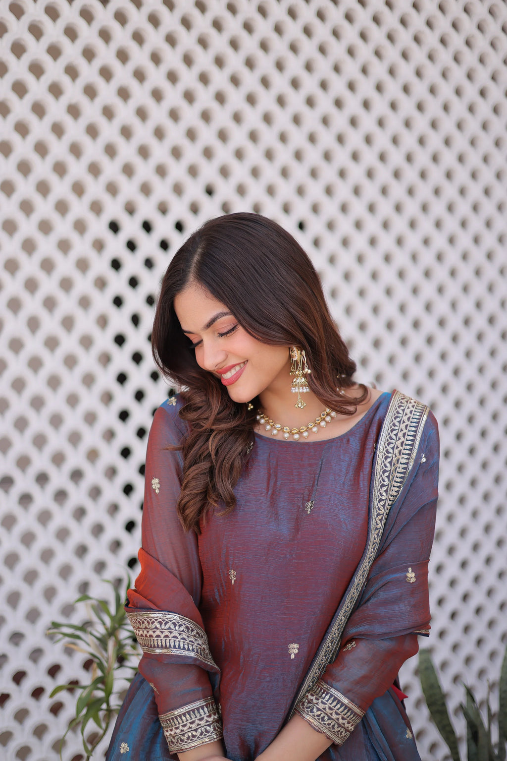 Nevria purple mauve Fendi chiffon lehenga choli with sequins embroidery