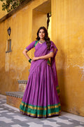 Nitriya purple pure Chanderi zari weaving half saree lehenga choli