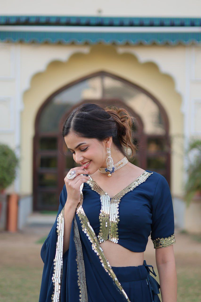 Royal Radiance: Georgette Lehenga Choli Ensemble 