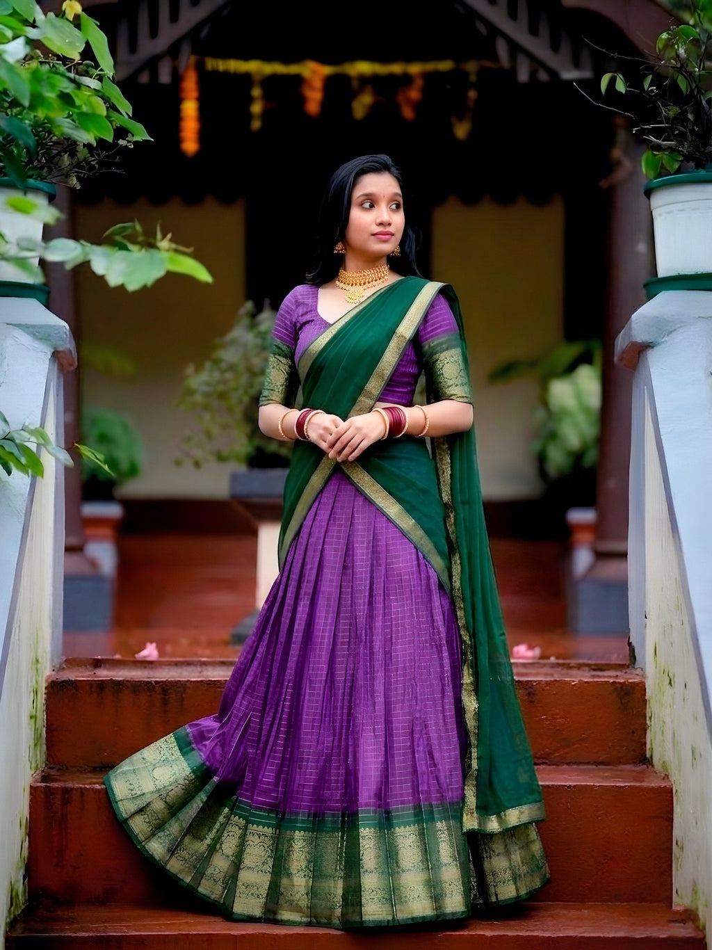 Aneiya Dola Chex Silk Zari Weaving Lehenga Choli Set