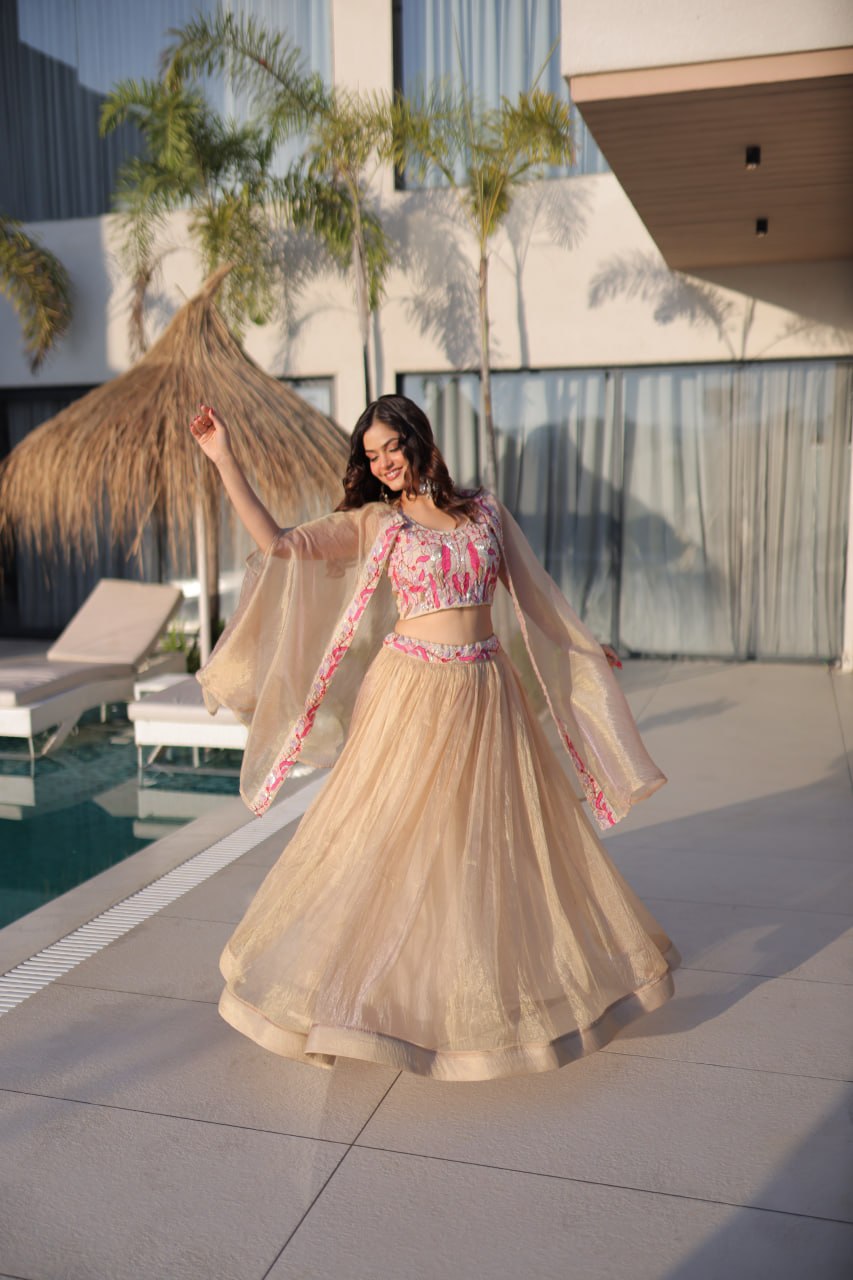 Simran Off White Sindur Silk Beads Embroidered Lehenga Choli Set