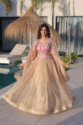 Simran Off White Sindur Silk Beads Embroidered Lehenga Choli Set