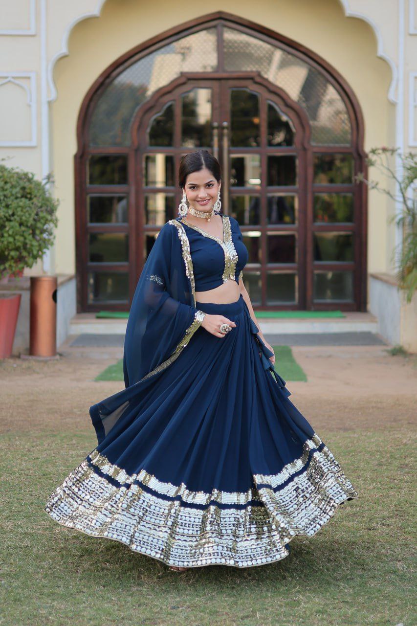 Royal Radiance: Georgette Lehenga Choli Ensemble 