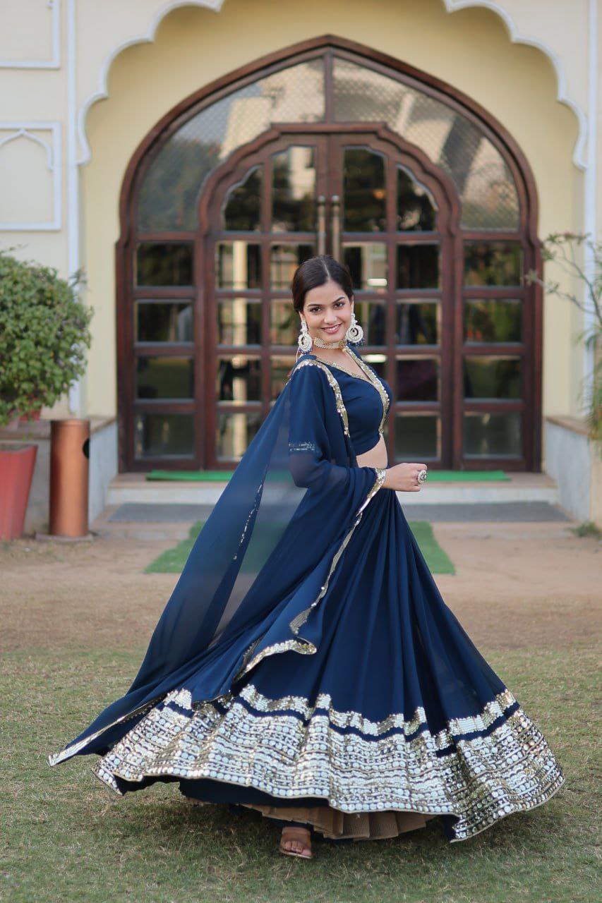 Royal Radiance: Georgette Lehenga Choli Ensemble 