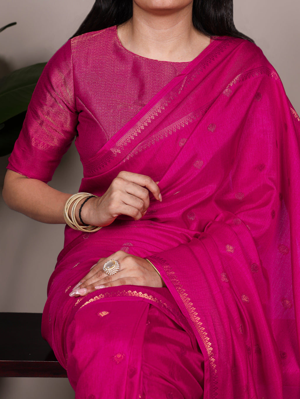 Pink Roop silk zari weaving saree with unstitched blouse