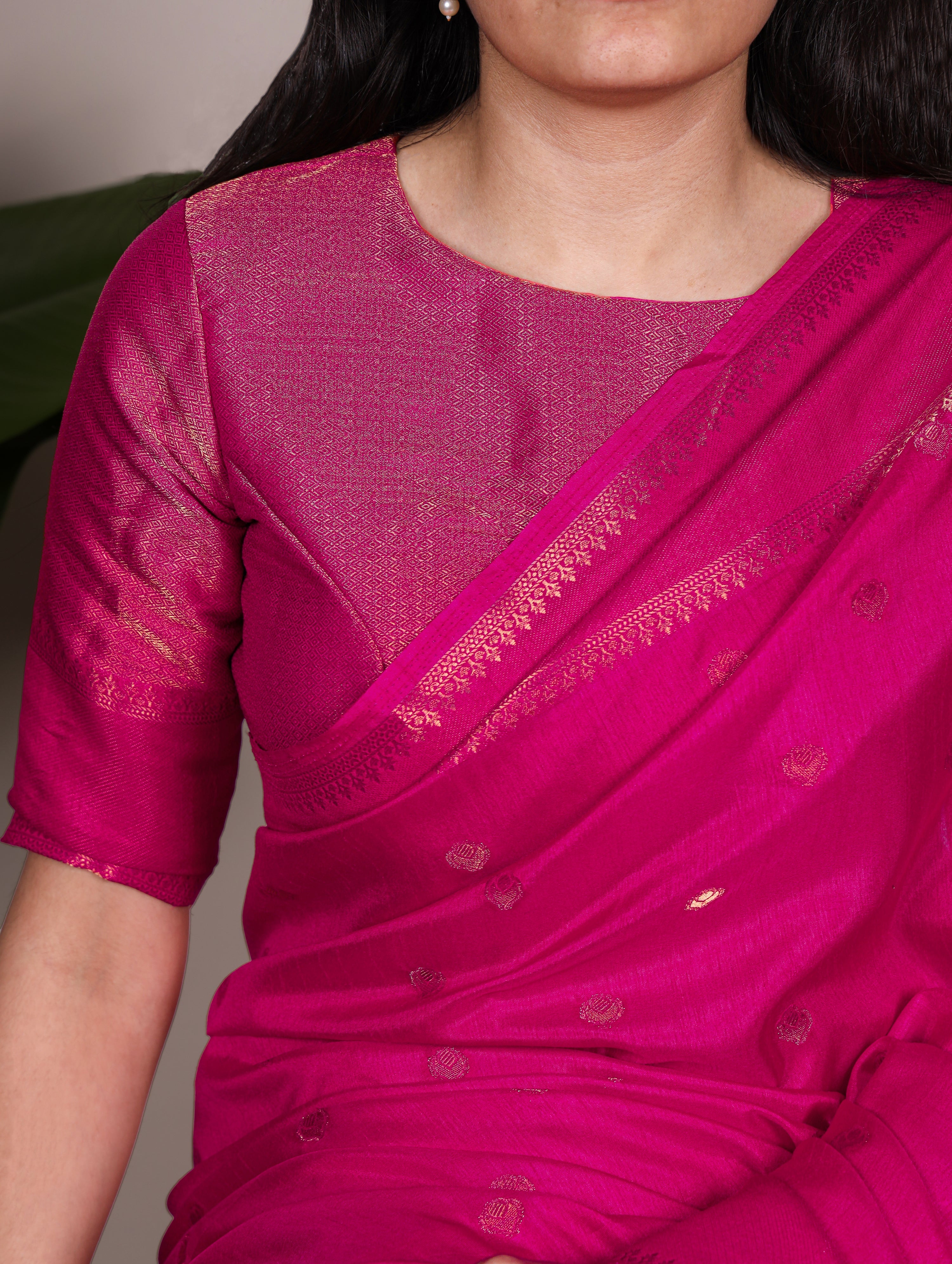 Pink Roop silk zari weaving saree with unstitched blouse