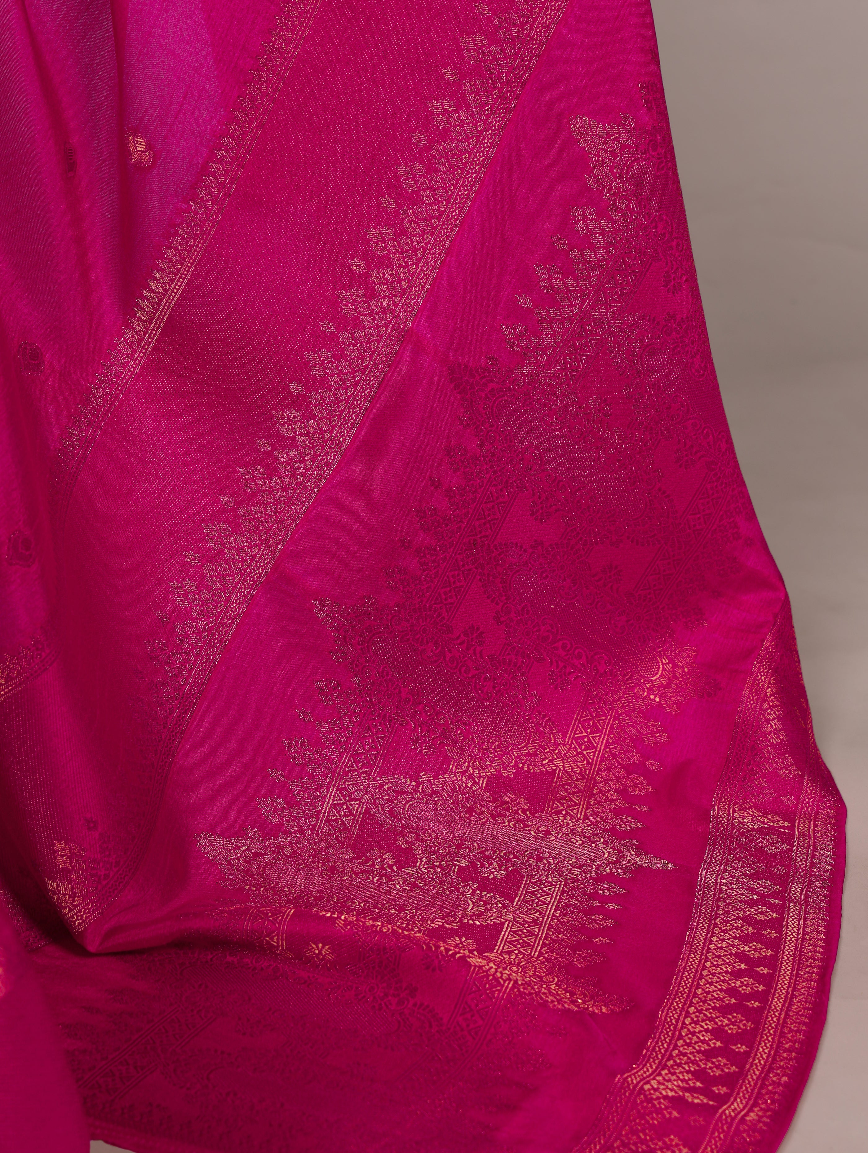 Pink Roop silk zari weaving saree with unstitched blouse