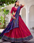 Pink silk Bandhani print Gotta Patti lace work lehenga choli