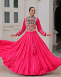 Pink Roman Silk Gota Patti Lace and Kutchi Gamthi Embroidered Lehenga Choli