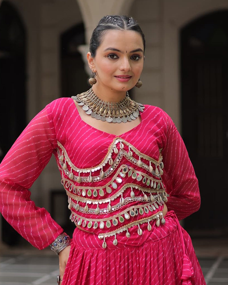 Pink festive wear Gota Patti lace lehenga choli