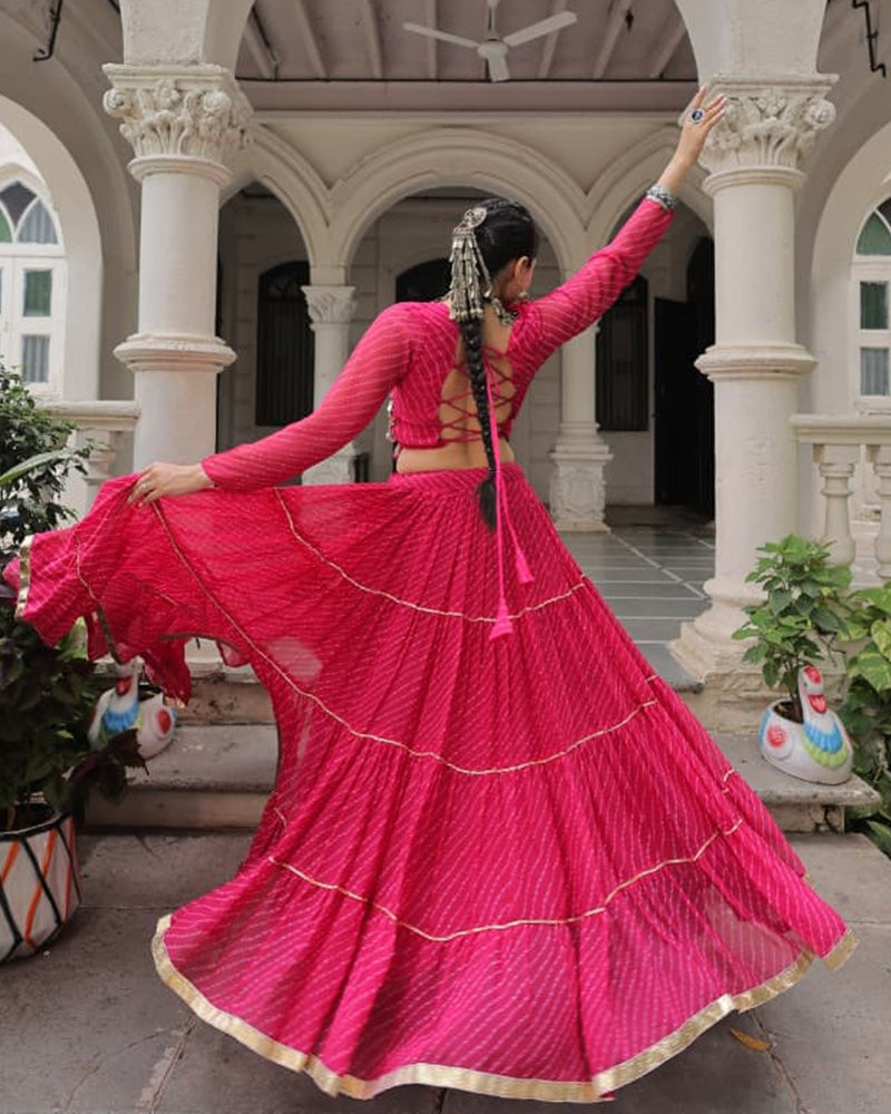 Pink festive wear Gota Patti lace lehenga choli