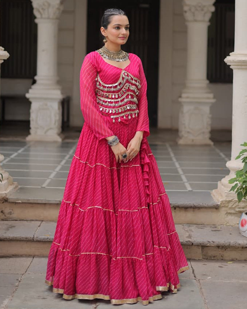 Pink festive wear Gota Patti lace lehenga choli