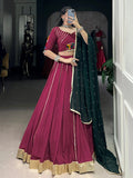 Plum colour rayon lehenga choli with mirror gamthi work and dupatta