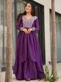 Purple star georgette sequins embroidered gown for wedding functions