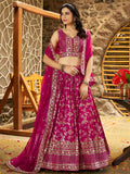 Rani pink Dola silk jacquard embroidered lehenga choli with dupatta