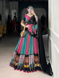 Black pink pure rayon Bandhej Ajrakh Gamthi mirror work lehenga choli