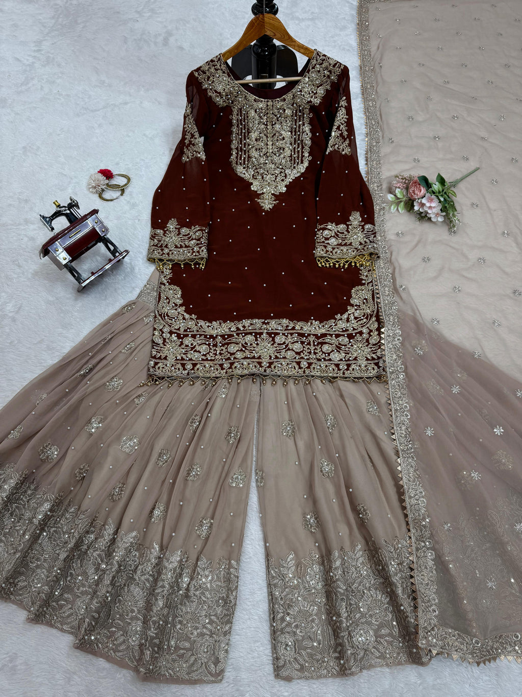 Niyati festive wear embroidered kurti sharara set