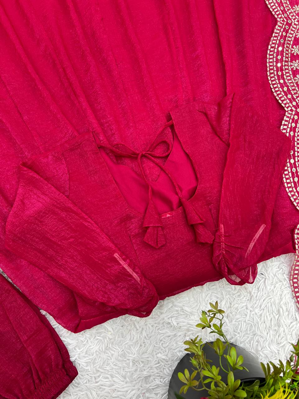 Pink Fandy silk Tiya designer Anarkali suit