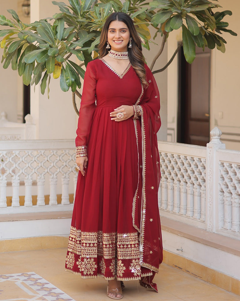 Pristine pizzazz sequined georgette flare suit set