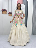 Neerja off-white Cosmos silk crop top lehenga choli with embroidery and sequins work
