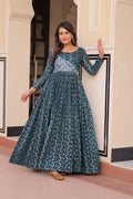 Rama color printed Vani choli flared designer gown