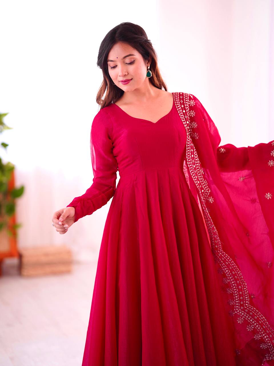 Pink Fandy silk Tiya designer Anarkali suit