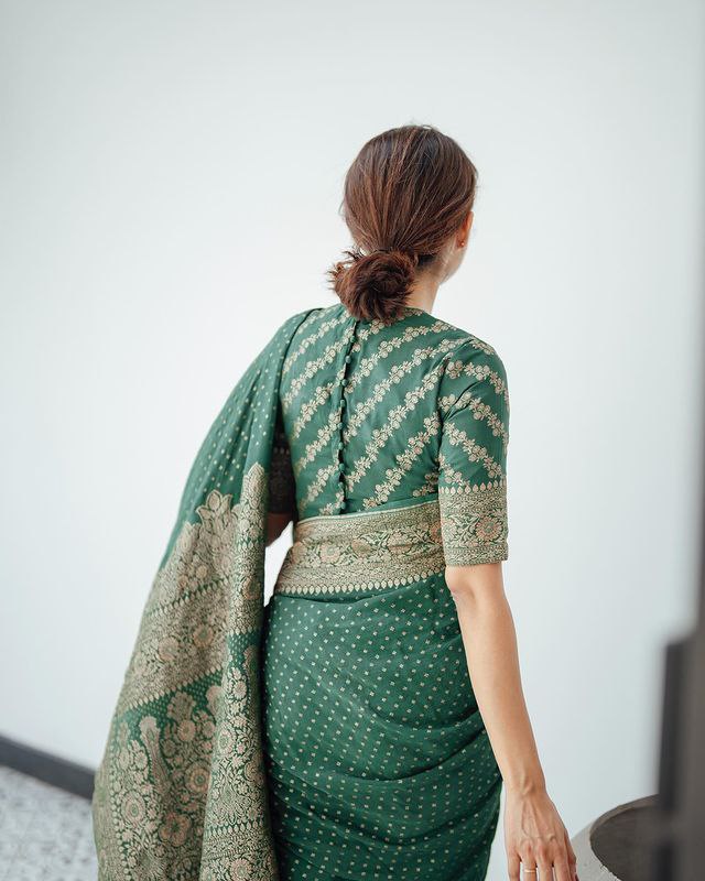 Green Banarasi silk Vamika designer saree