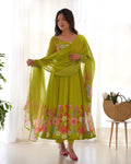 Green floral organza Darshika designer Anarkali suit