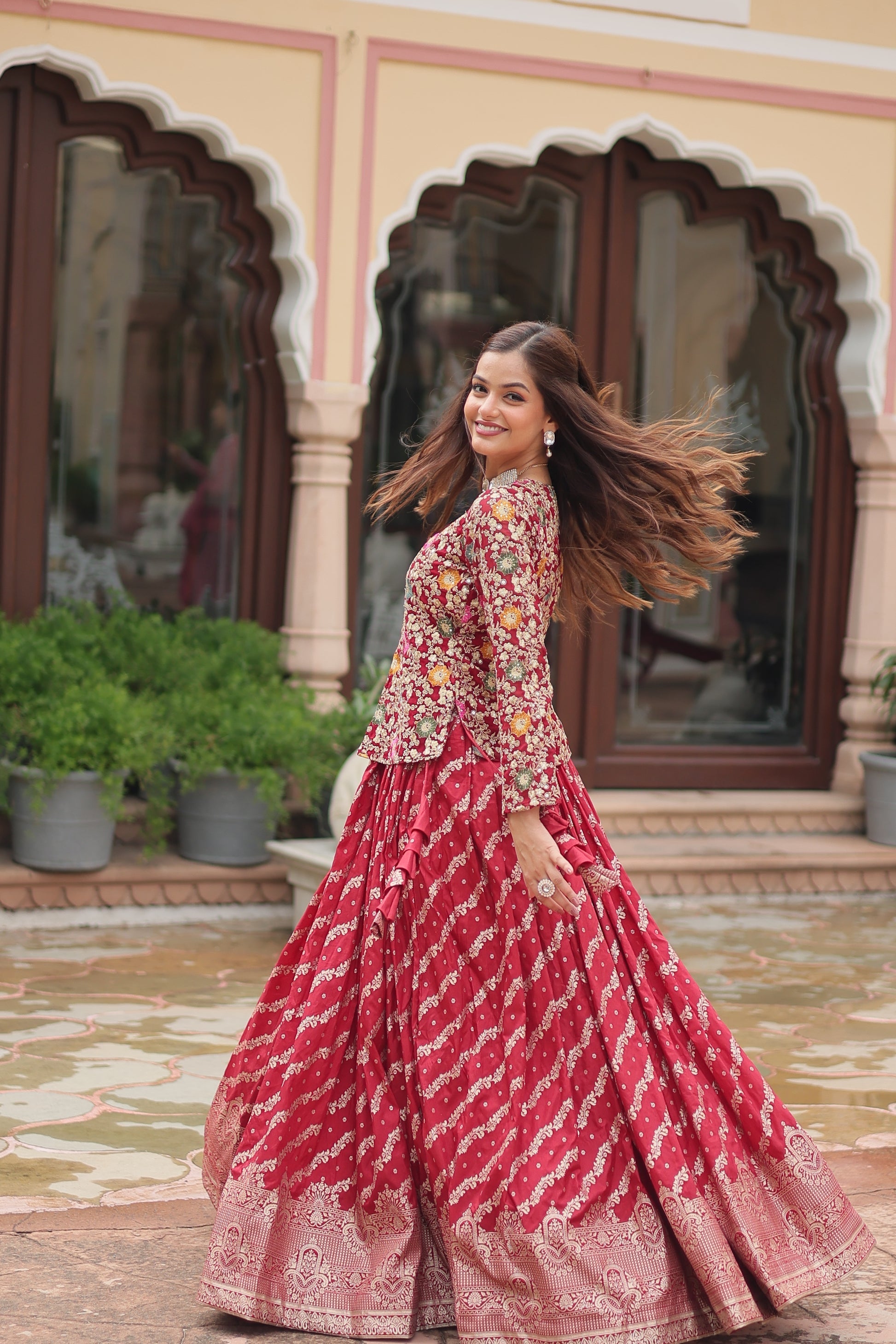 Radhya pure dayble viscose jacquard lehenga choli