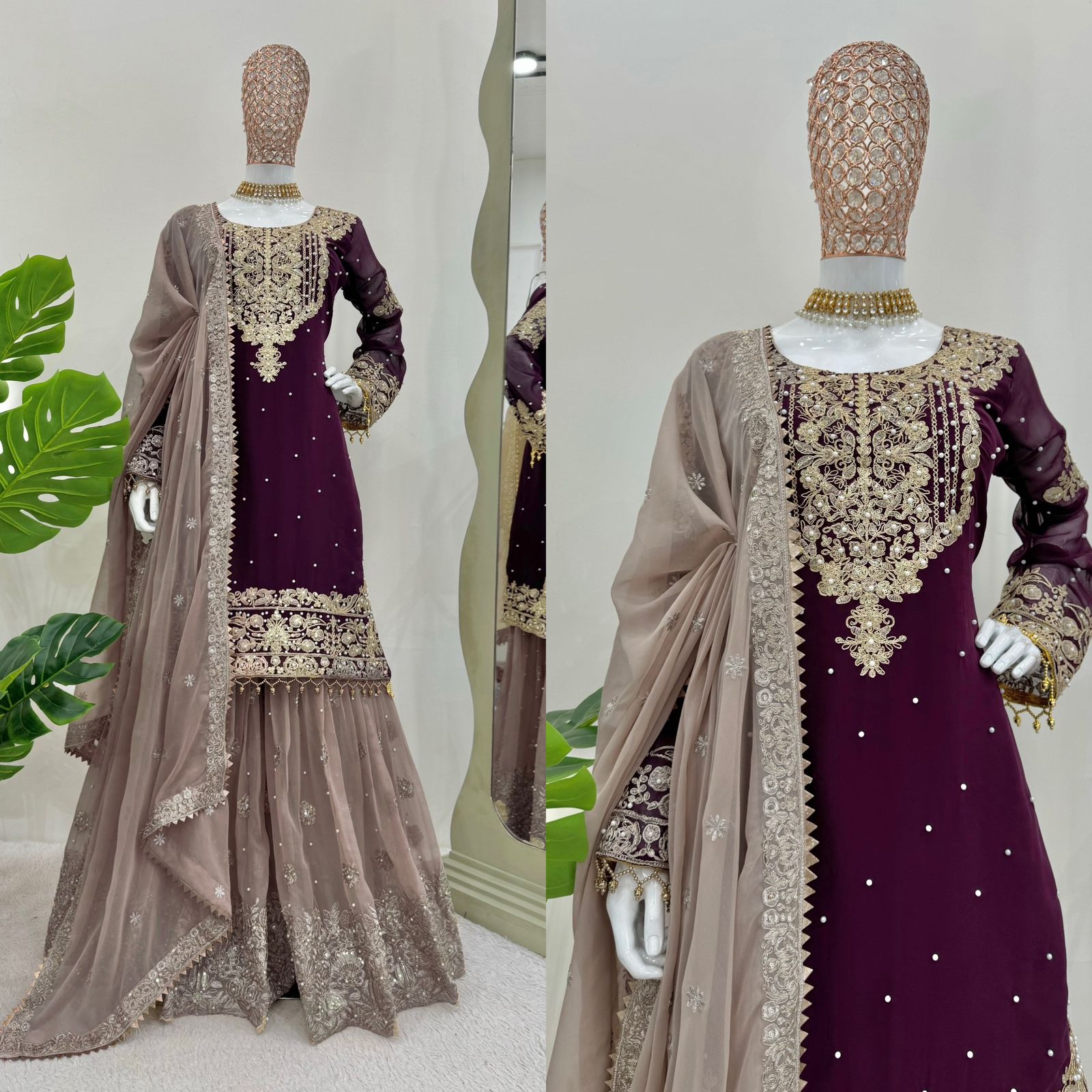 Niyati festive wear embroidered kurti sharara set