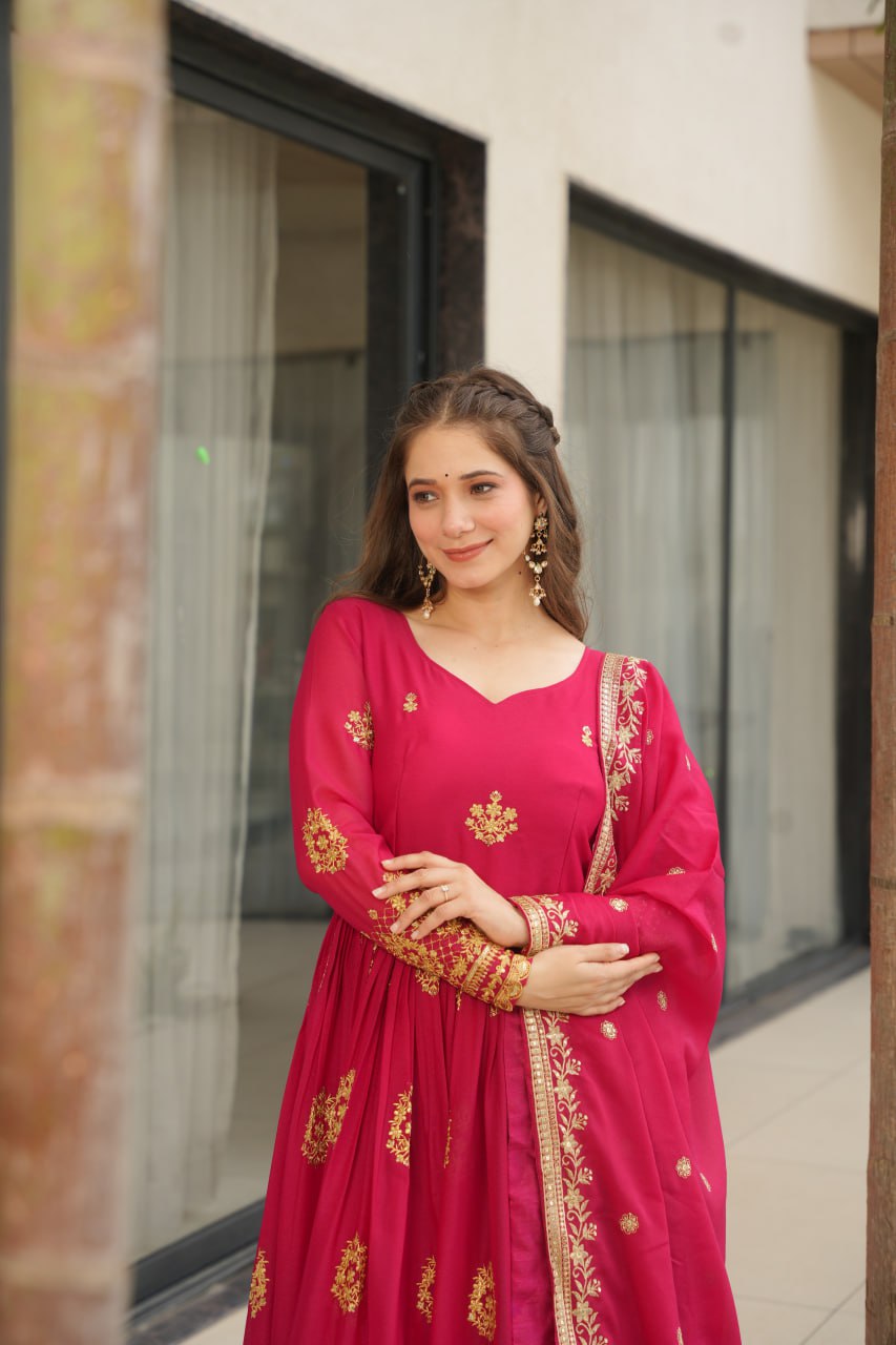 Rudrika pink georgette embroidery gown