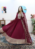 Brindha maroon georgette anarkali gown set