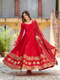 Pragnika Pure Silk Embroidered Gown with Dupatta