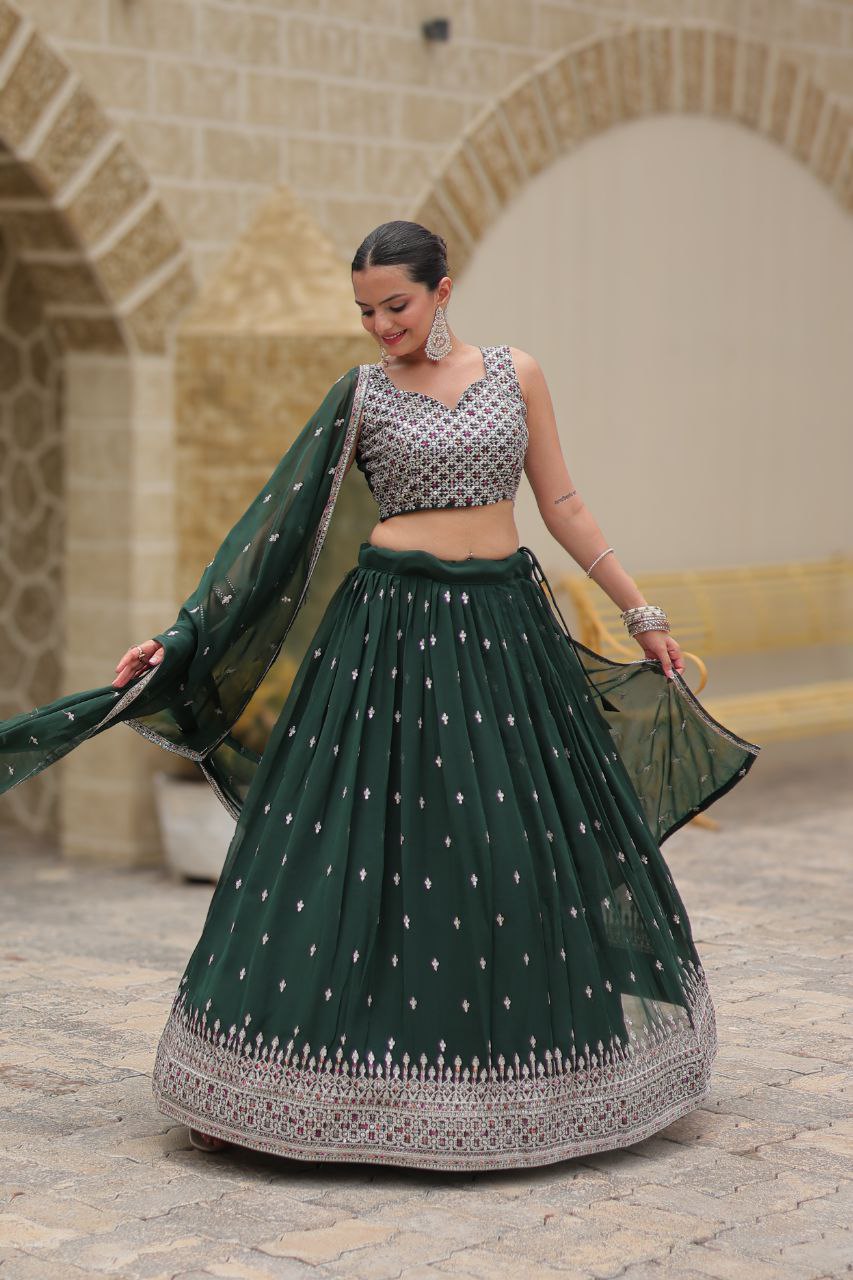 Faux georgette sequins embroidered Avira designer lehenga