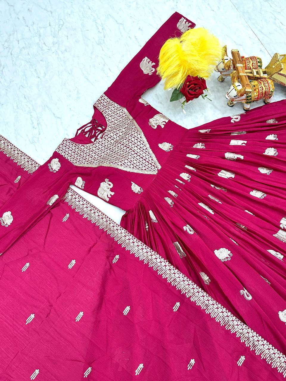 Pink georgette embroidered Veronika designer Anarkali gown