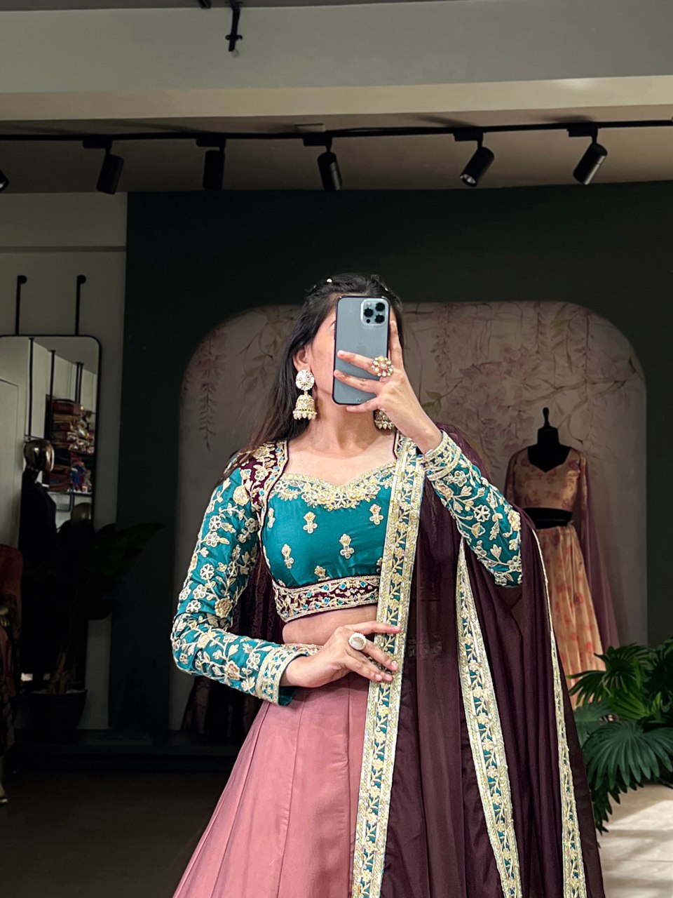 Sanaya multicolor floral embroidered silk lehenga set