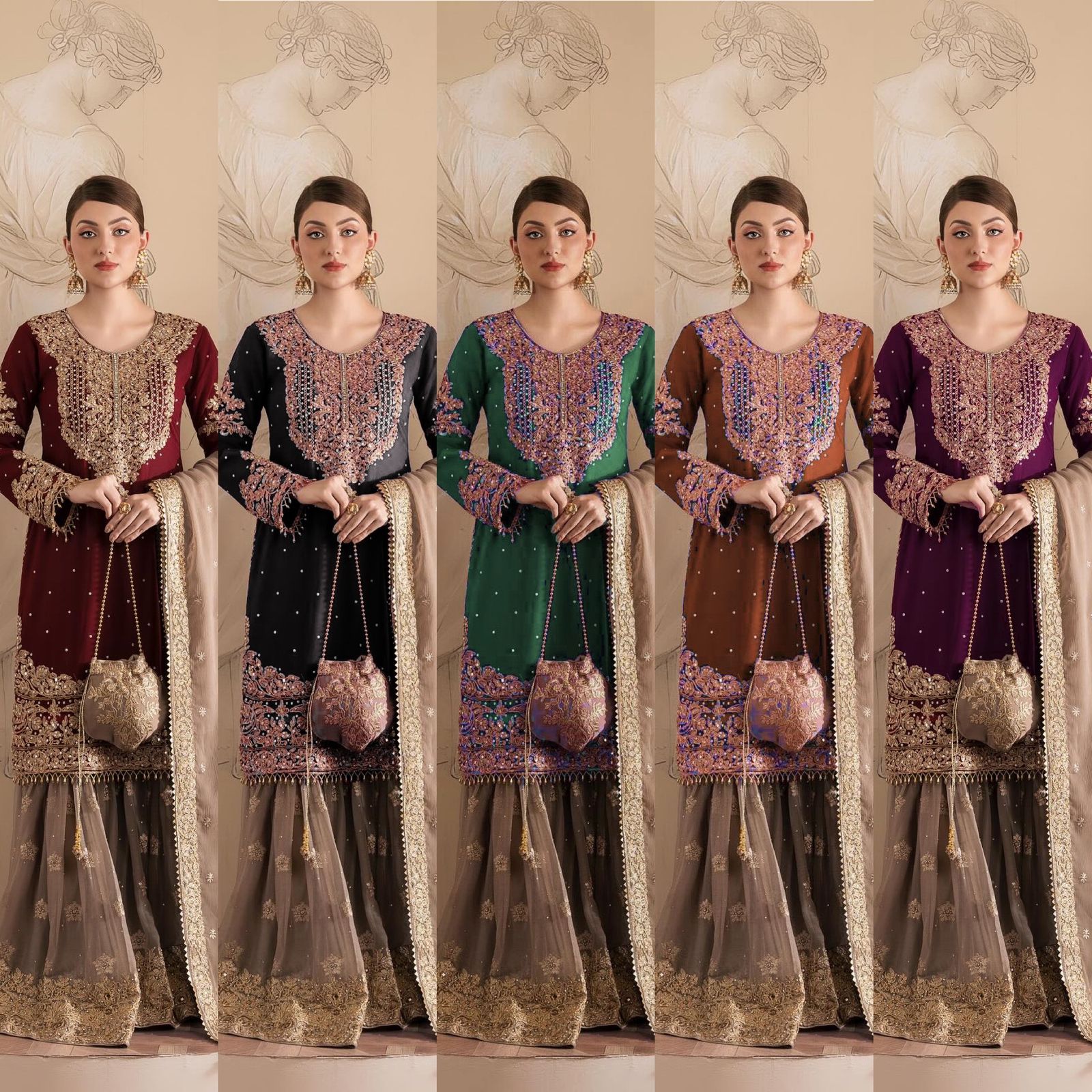 Niyati festive wear embroidered kurti sharara set