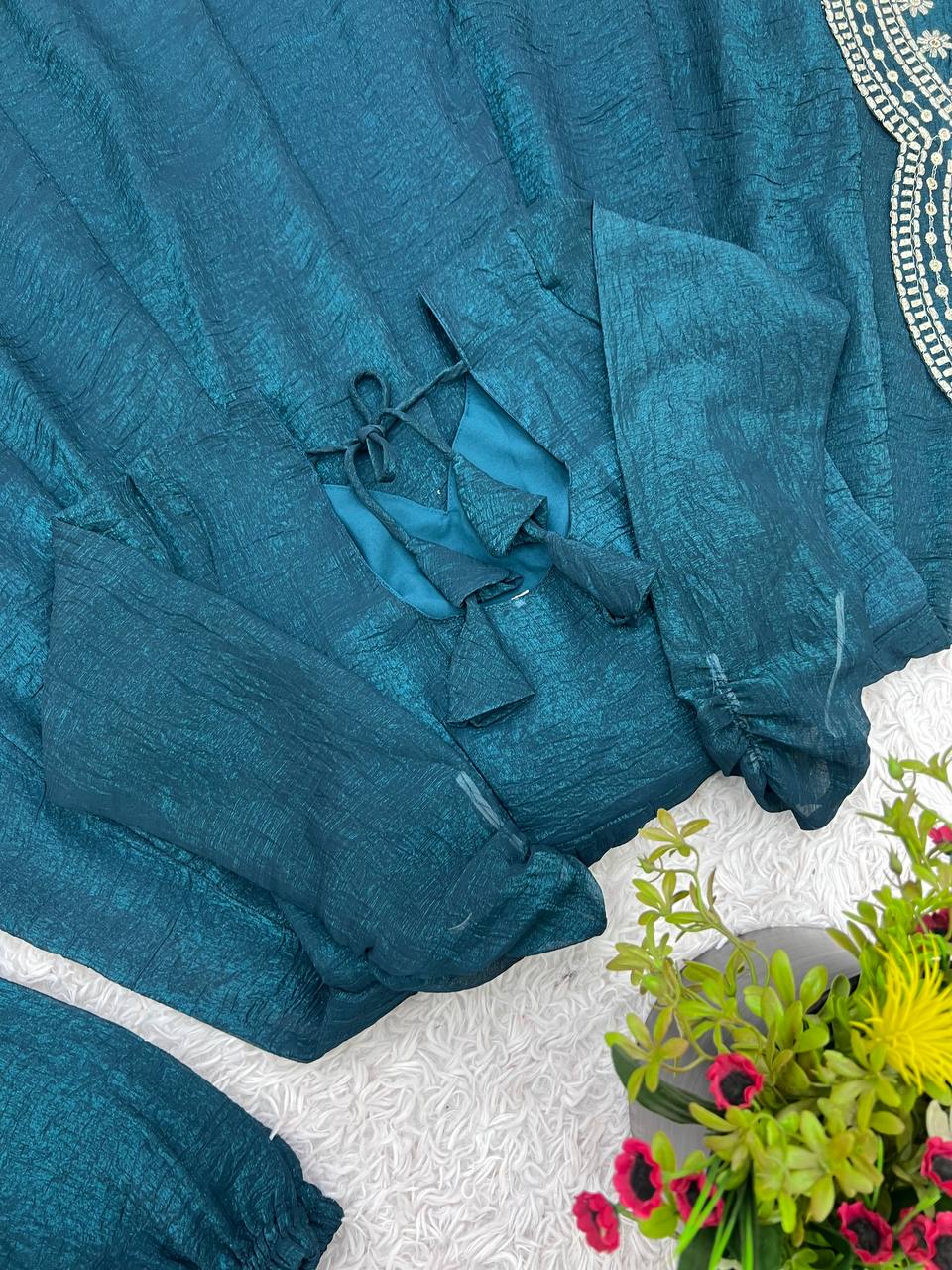 Green Fandy silk Tiya designer Anarkali suit