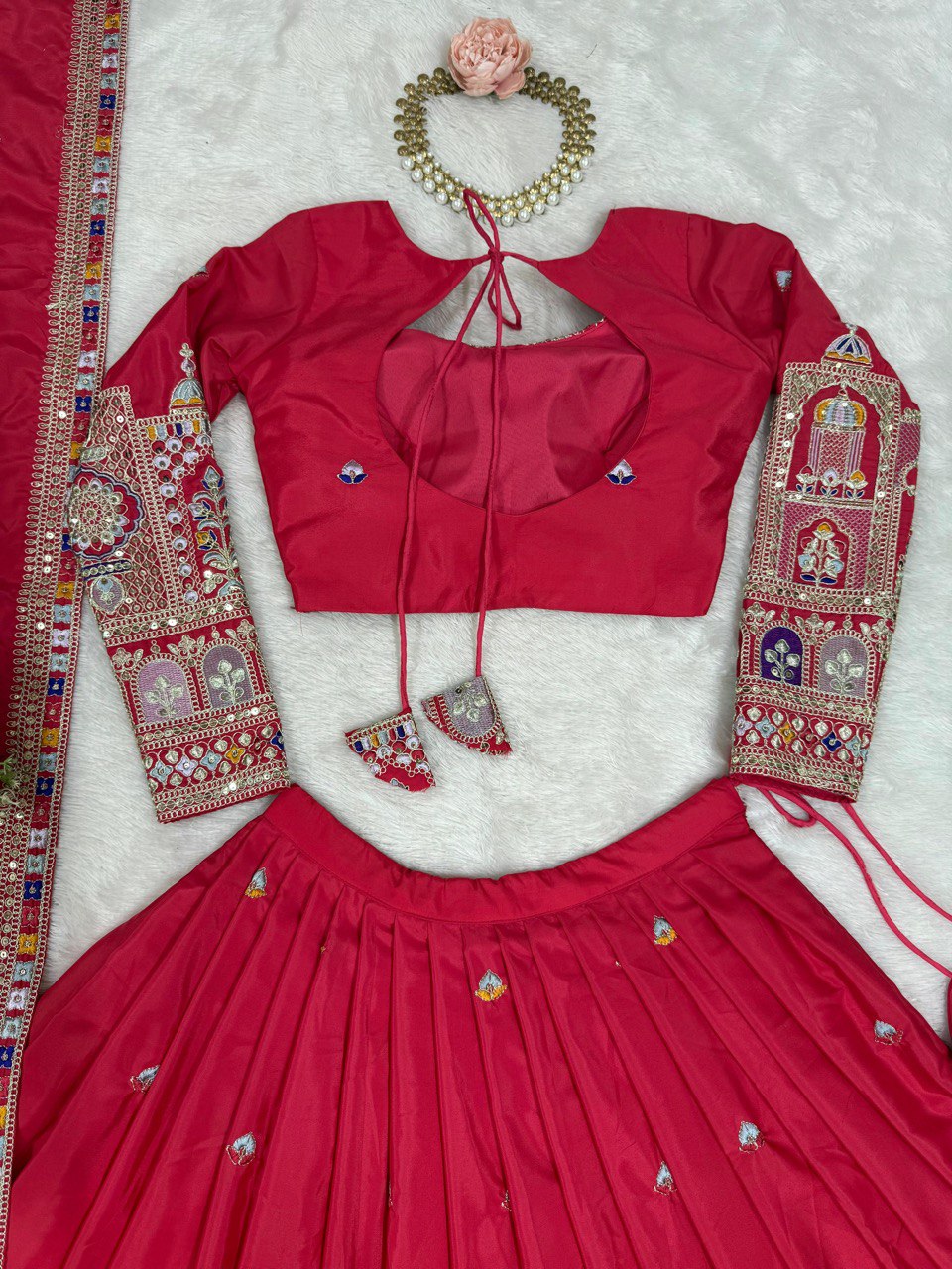 Pink natural crepe silk Kavyani designer lehenga choli