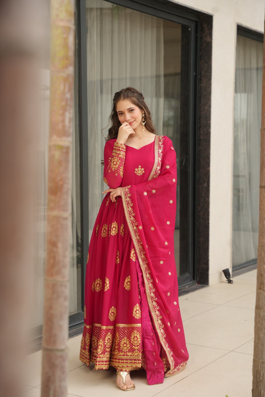 Rudrika pink georgette embroidery gown