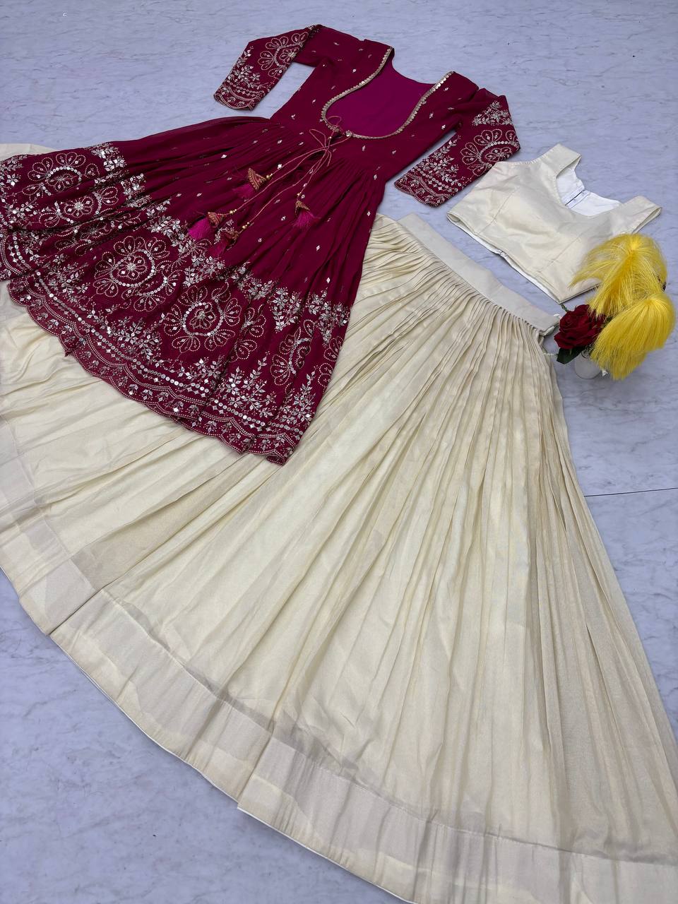 Tulika pink Cosmos silk lehenga choli with heavy thread and sequins work with shrug