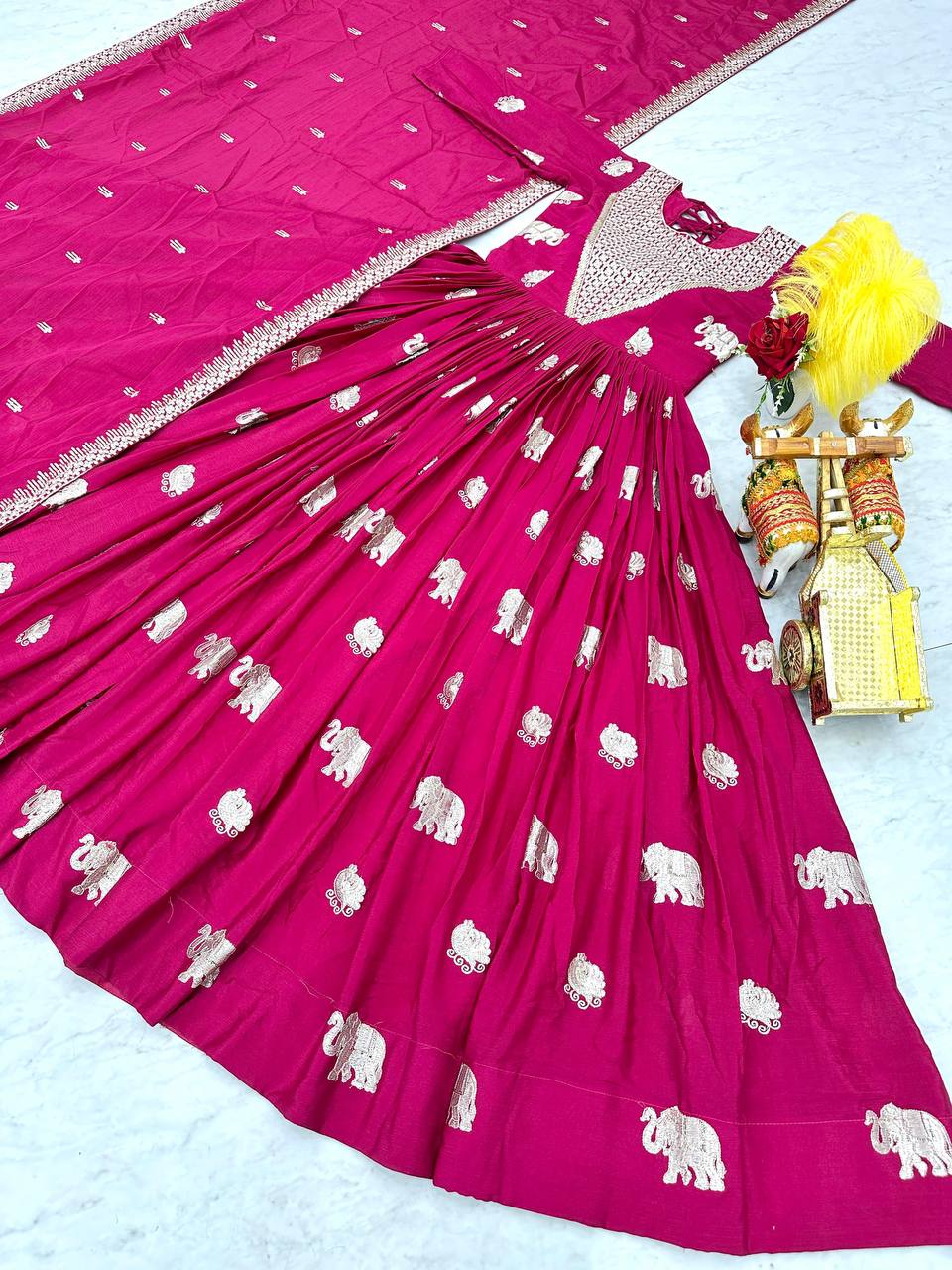 Pink georgette embroidered Veronika designer Anarkali gown