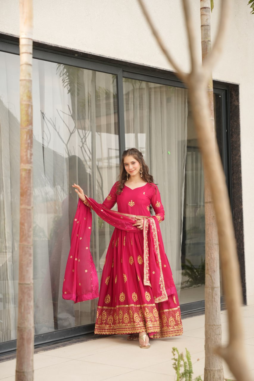 Rudrika pink georgette embroidery gown