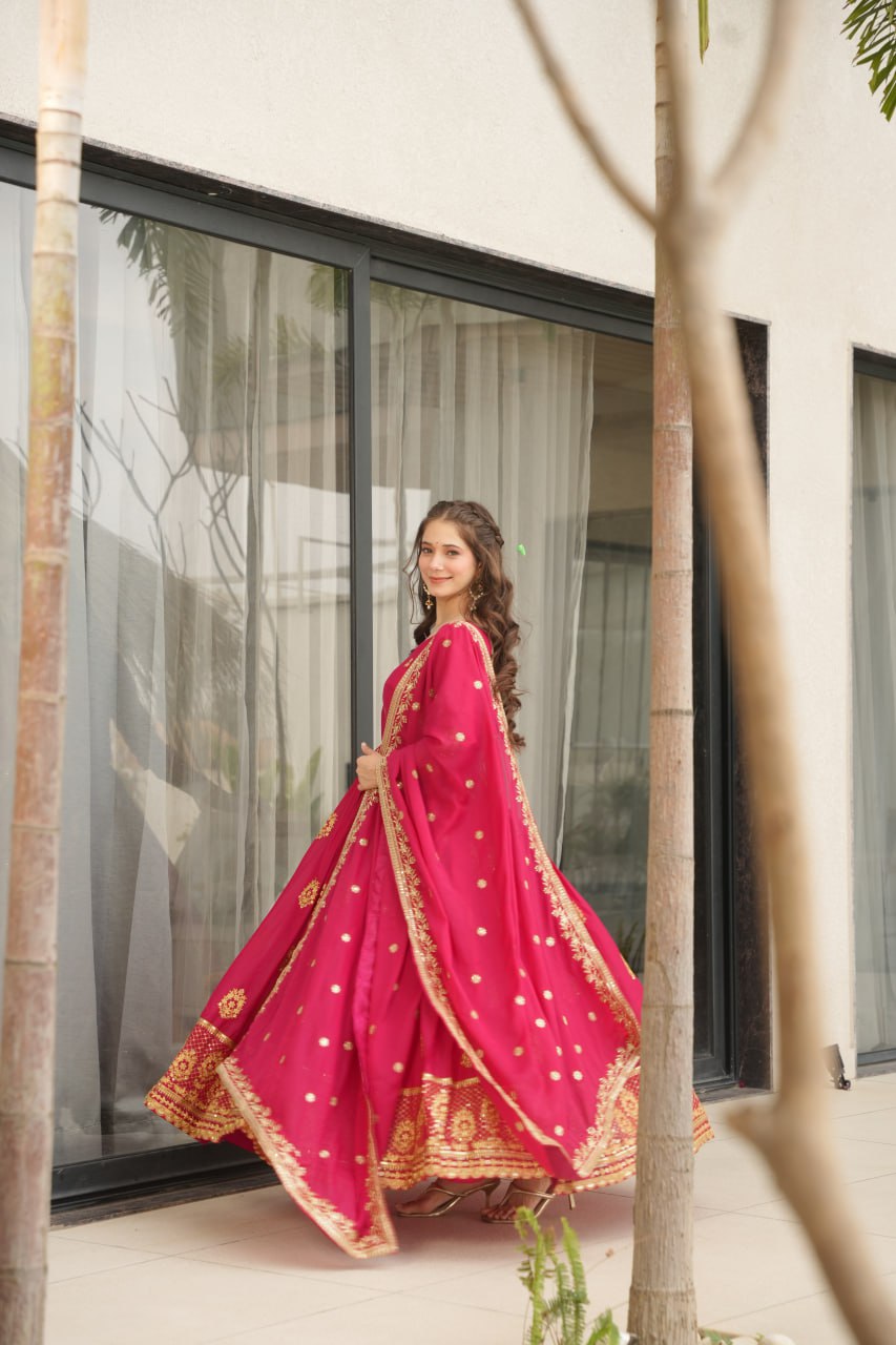 Rudrika pink georgette embroidery gown