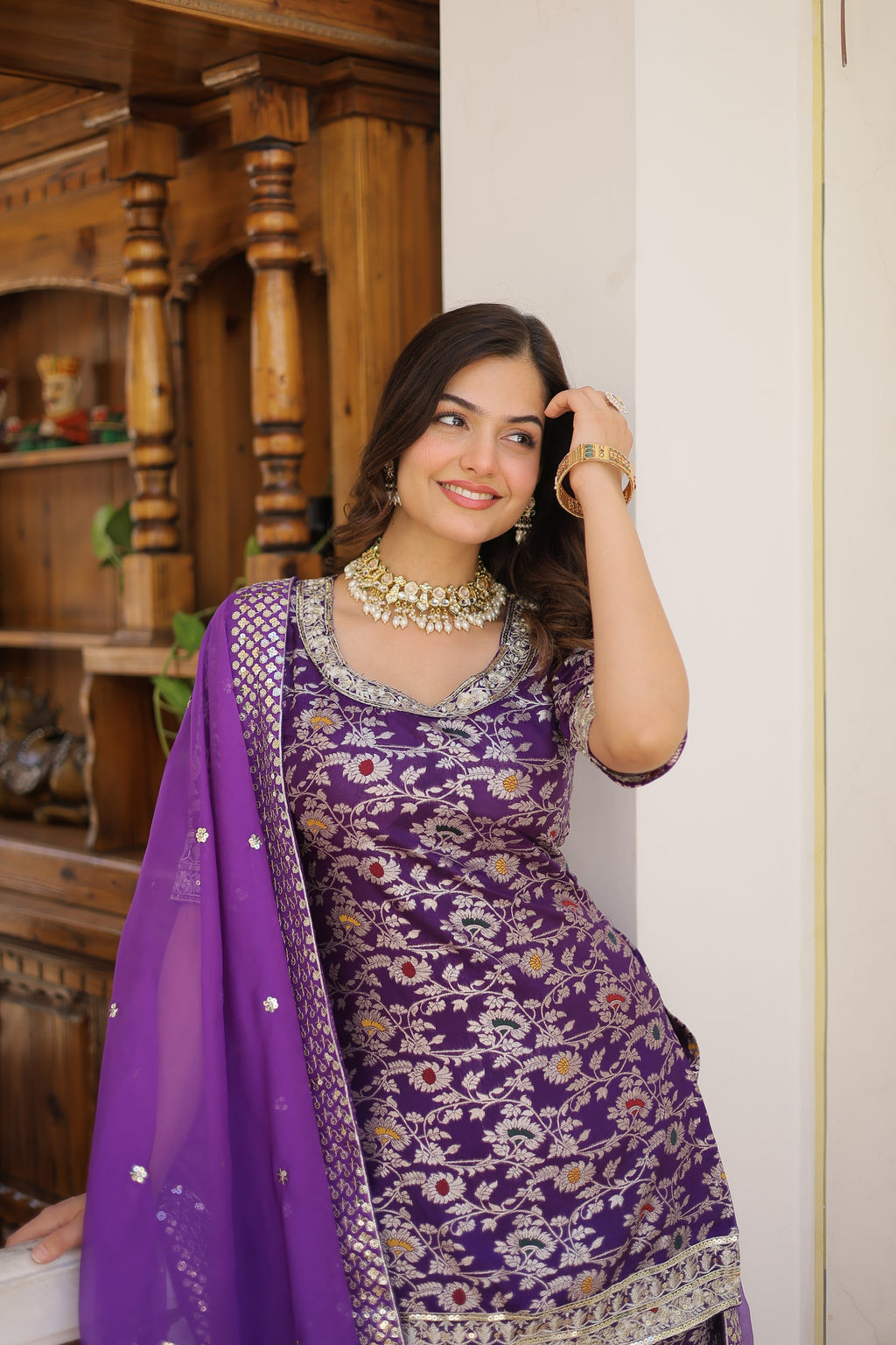 Wine viscose embroidered Krishnapriya designer gharara suit