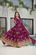 Rudrika purple georgette embroidery gown