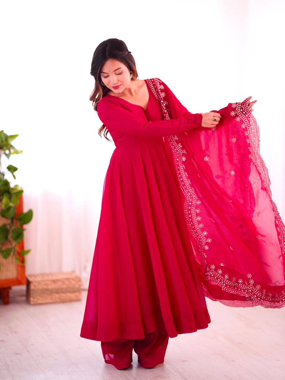 Pink Fandy silk Tiya designer Anarkali suit
