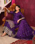 Purple chinon embroidered Svara designer sharara suit