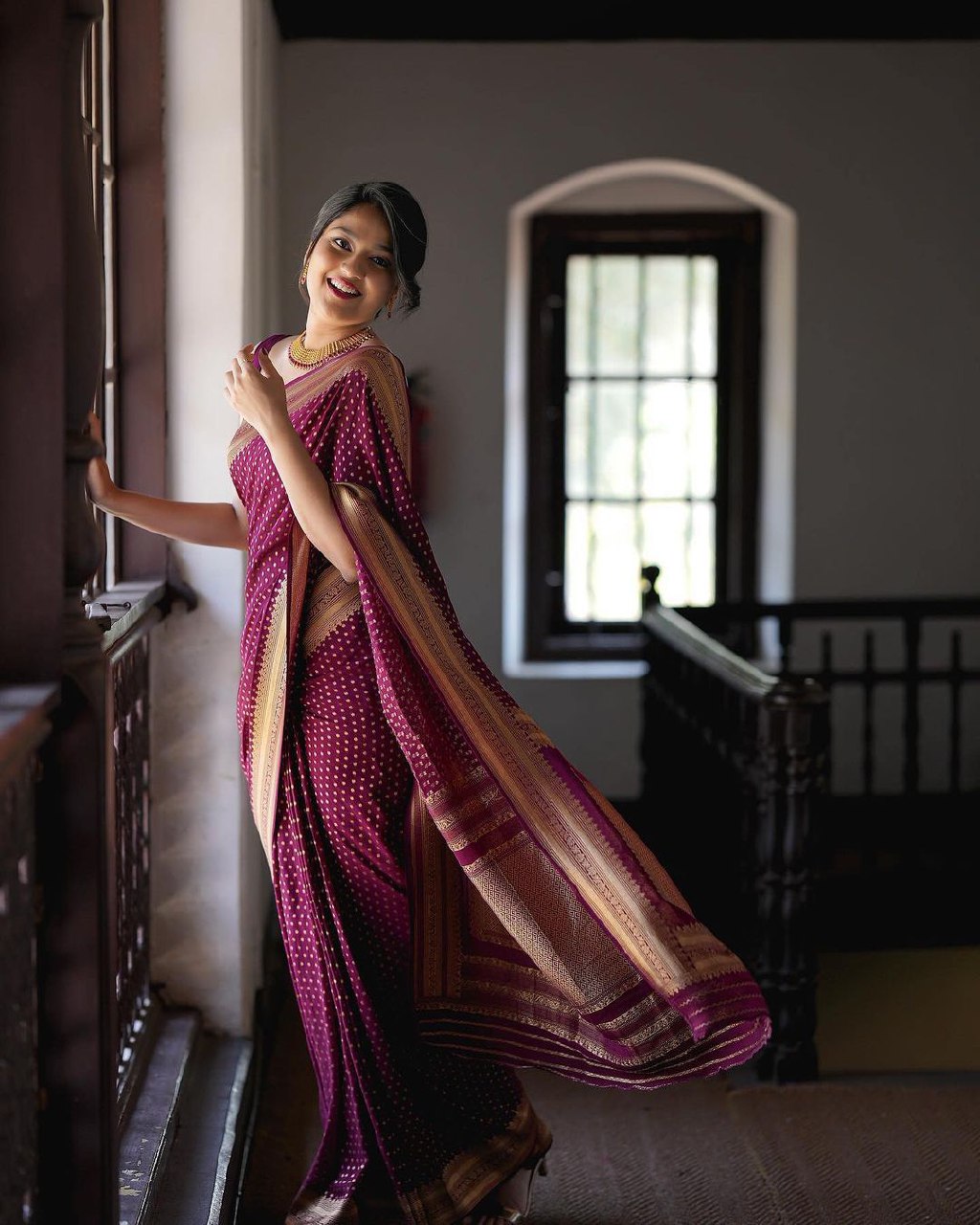 Purple Banarasi silk Shivika designer saree