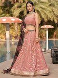 Navya dusty pink embroidered lehenga choli with floral dupatta